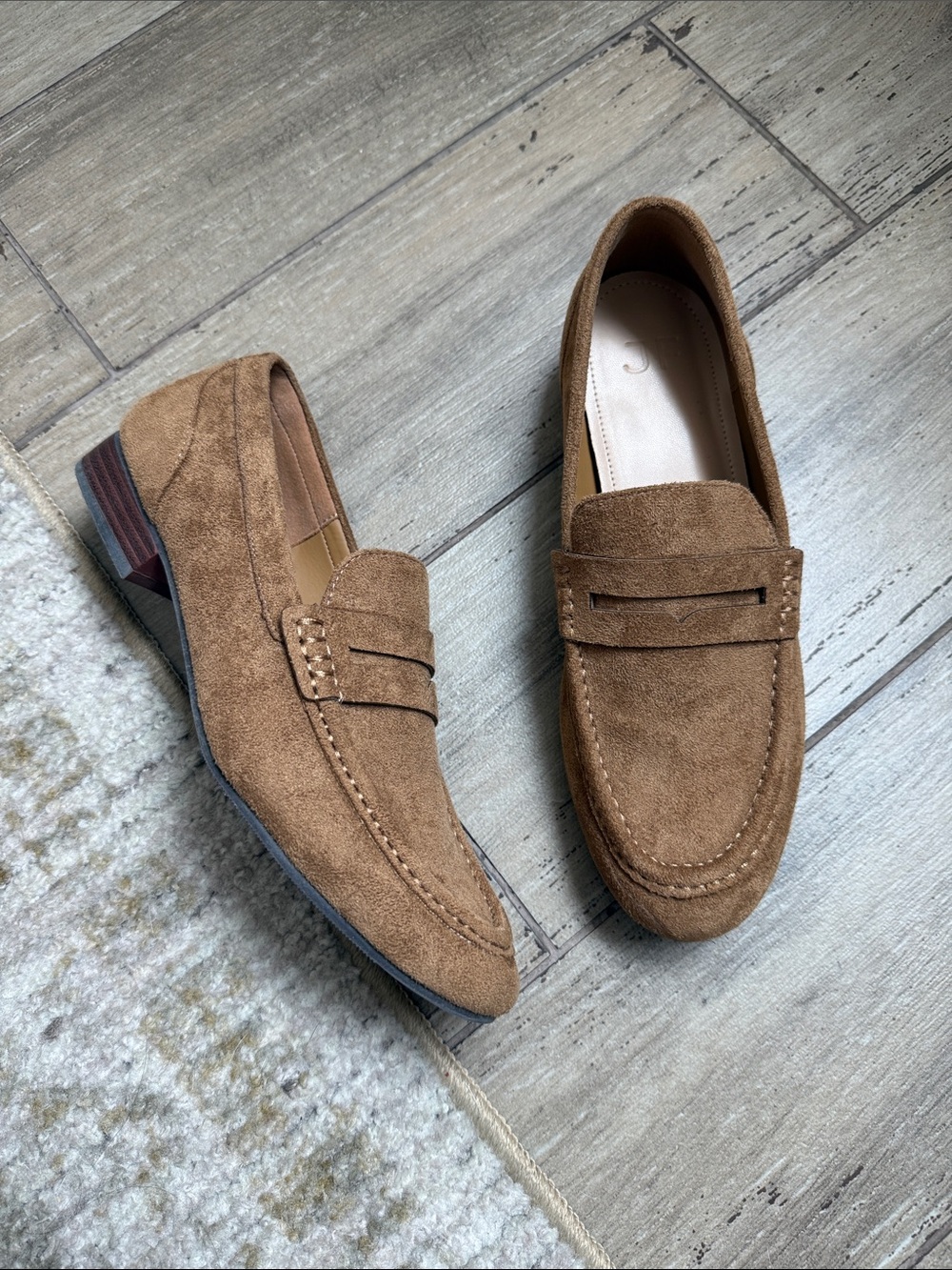 JustFab Suede Loafers in Tan Brown